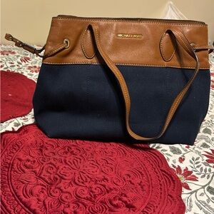 Chic Tan and Navy Tote Bag